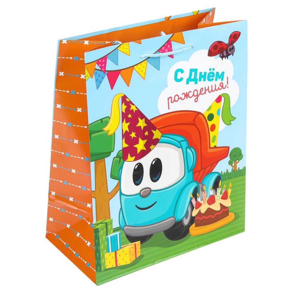 Подарочный пакет Грузовичок Лева, ЧУДО ПРАЗДНИК PL-111239-GL